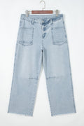 Beau Blue Frayed Cropped Straight Jeans