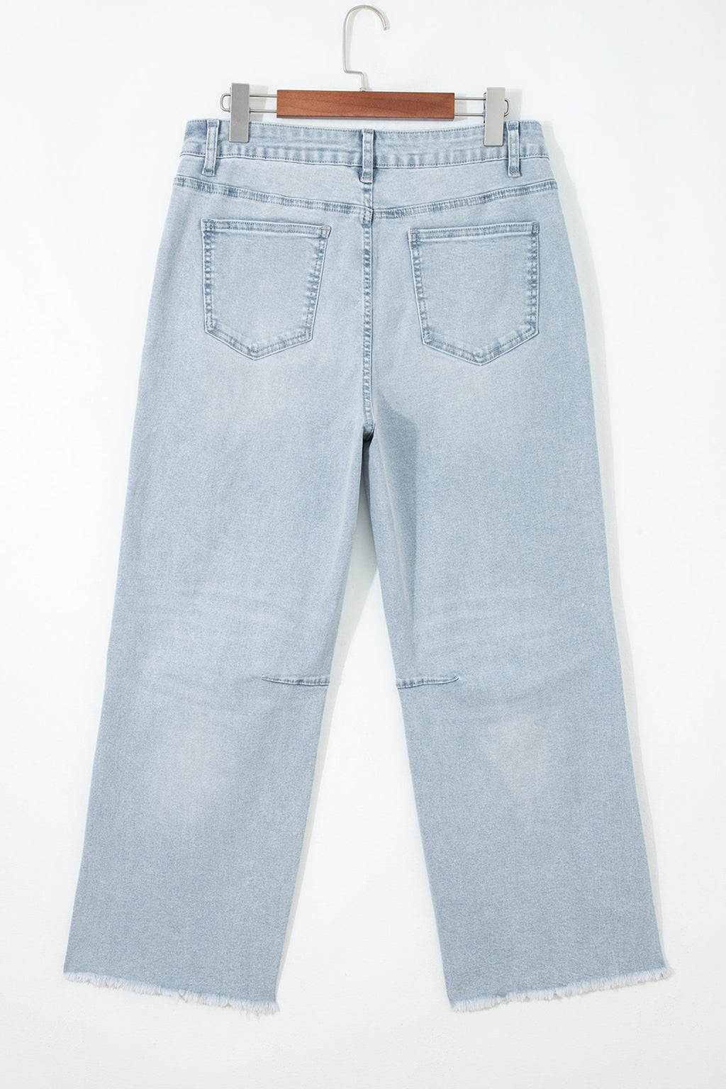Beau Blue Frayed Cropped Straight Jeans